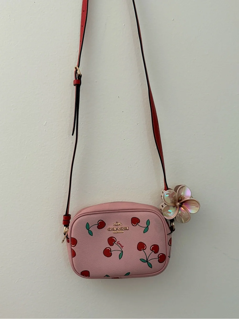 Coach Jamie Pink Cherry Crossbody Camera Bag